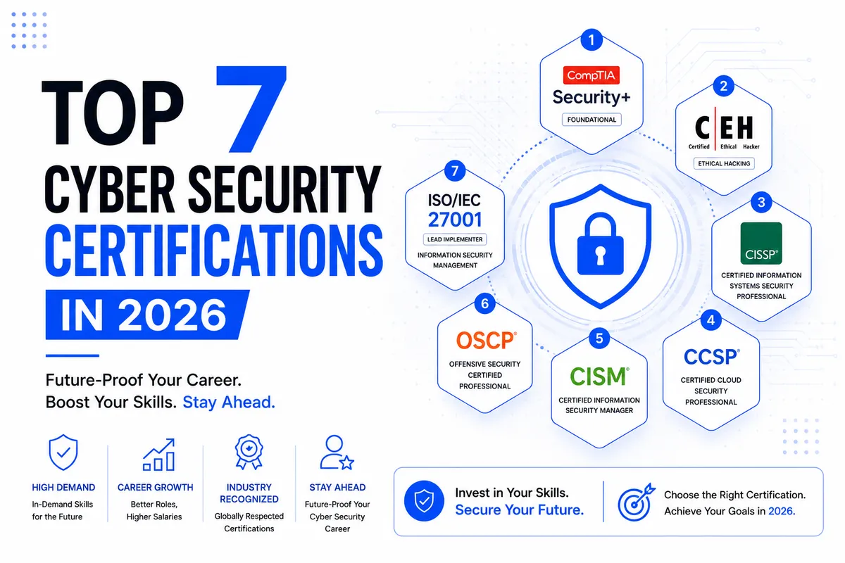 Top 7 Cyber Security Certifications in 2026 to Boost Your Career & Salary